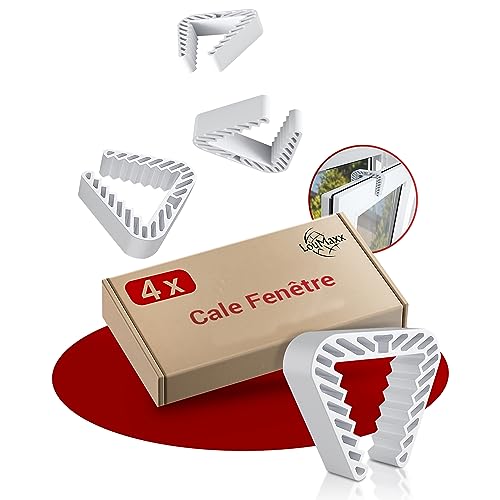 LouMaxx cale fenetre ouverte lot de 4 – bloque fenetre ouverte pour aération et confort – pratique, facile à installer et durable