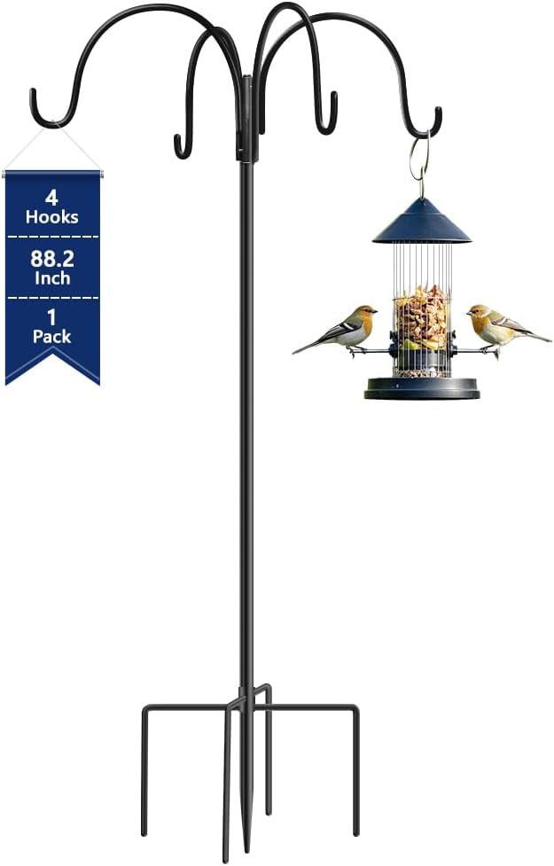 Wndy's Dream Shepherd Hook - Windproof Anti-Tip Base & 4 Heavy-Duty Hooks (for Planters, String Lights, Wedding Arch Decor)