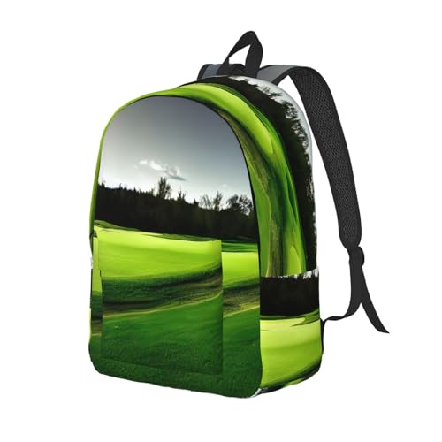 Sac à dos universitaire imprimé terrain de golf vert au design ergonomique