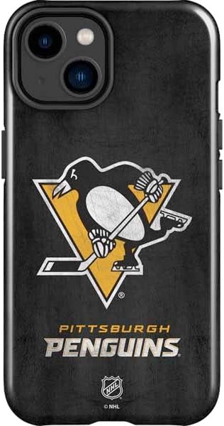 Skinit Impact Phone Case Compatible with iPhone 15 - Officially Licensed NHL Pittsburgh Penguins Distressed Design