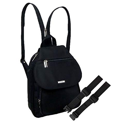 GURTIES SET Stefano Rucksack Cityrucksack Microfaser + Brustgurt Damentasche Umhänger (schwarz) Cover