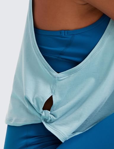Image of CRZ YOGA Pima Cotton Dropped Armhole Tank | Workout, Naturally Soft, Loose Fit, Crop, Crewneck, Knotted Sides, Sleeveless Tops for Women