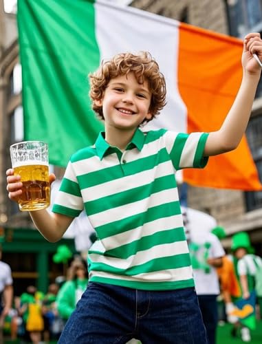 COSLAND Boys' Striped Polo Shirt, Cotton Short Sleeve Shirt, X-Small-Large2