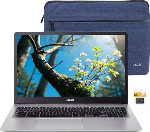 acer Chromebook 315, laptop com tela IPS FHD de 15,6 polegadas (1920 x 1080), Intel Celeron N4500, 4 GB de RAM, 128 GB de armazenamento (64 GB eMMC + 64 GB SD), webcam, Chrome OS, prata brilhante