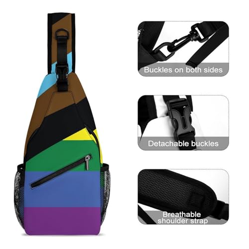 Fashion Chest Pack, Unisex Daily Travel Shoulder Bag, Small Cross Body Sling Bag LGBTQ Pride Rainbow Flag Art3