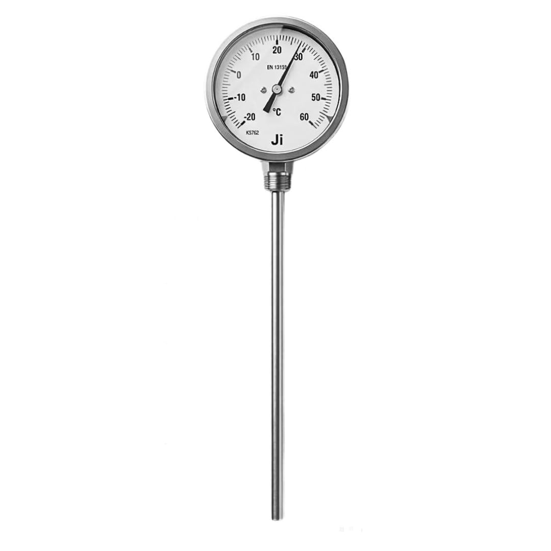 "Ji" Japsin Instrumentation Bi-metal Dial Thermometer Temperature Gauge, 4" Dial, Range -20 to 60 Deg C, 12" long Stem X 10 mm OD, Vertical Mounting, 1/2" BSP (M) Connection, Aluminium Case & SS Stem-image-16