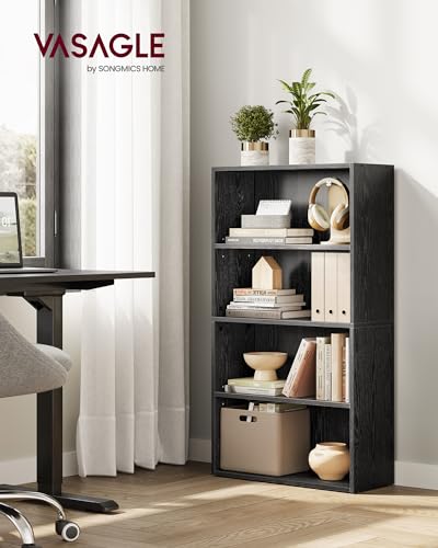 VASAGLE Custos Collection - Bookshelf, 4-Tier Bookcase, Book Shelf, Open Storage Shelf, 9.4 x 23.6 x 42.4 Inches, for Living Room, Home Office, Dinning Room, Ebony Black ULBC164T56 - Image 3
