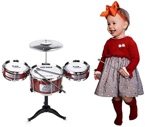 AHOMASH Jazz Drum Sets Toy Drum Set for Kids 1 - 6 Years Old Beats Musical Toys Plastic Drum Kit with Cymbal & Drumsticks Kids Drum Set