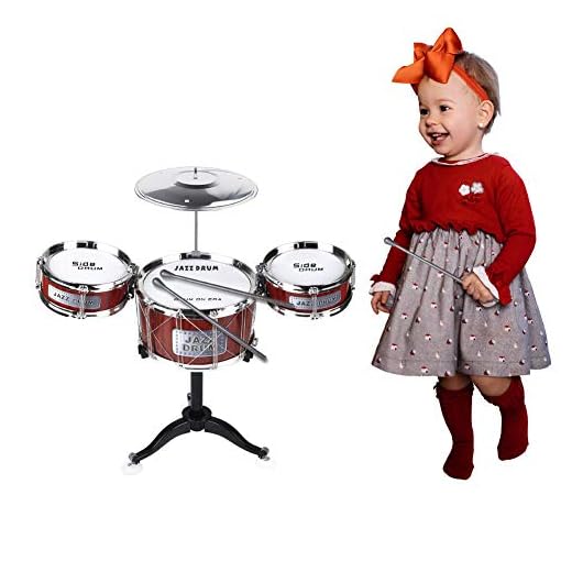 AHOMASH Jazz Drum Sets Toy Drum Set for Kids 1 - 6 Years Old Beats Musical Toys Plastic Drum Kit with Cymbal & Drumsticks Kids Drum Set