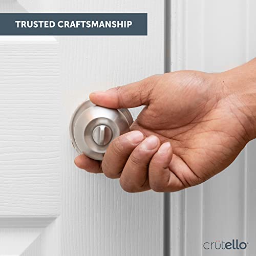 Crutello Privacy Door Knobs For Bed And Bath - Ball Style, Satin Nickel Interior Keyless Turn Thumb Locking Round Door Handle, Satin Nickel, 6 Pack #TOP3