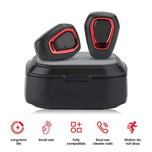 Draadloze oortelefoons, duurzame oortelefoons van hoge kwaliteit, draagbaar met oplaaddoos voor geschenken(Zwart rood) - Image 5