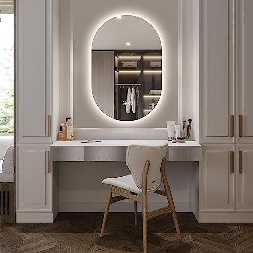 Theiamo Oval Led Bathroom Mirror, 36"X24" Backlit Frameless Mirror Anti-Fog Smart Lighted Mirror Dimmable Illuminated Mirror Cri95+, Hanging Horizontally Or Vertically #TOP5