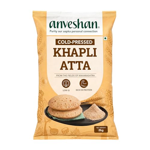 Image of Anveshan Cold-Pressed Khapli Atta 2 KG | 100% Emmer Wheat | Low GI, High Fiber, Stone-Ground Flour | High Dietary Fiber for Easy Digestion