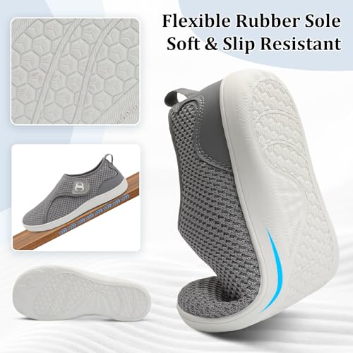 Scurtain Women's Walking Wide Diabetic Orthopedic Shoes Recovery Nursing Sneakers Comfortable Bunion Neuropathy Shoe Spring Summer Slippers Shoes for Women Size 10 Grey4