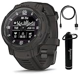 Wearable4U Garmin Instinct Crossover Solar, Rugged Hybrid Smartwatch, Analog Hands and Digital Displ