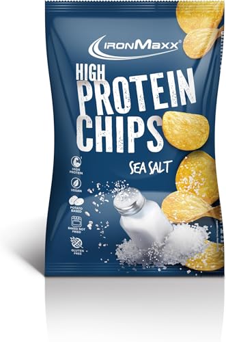 IronMaxx High Protein Chips – Sea Salt 60g | Low Carb, Glutenfrei & Zuckerarm | Knuspriger Eiweiß-Snack (Packung mit 5)