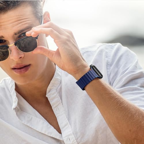 Dl3 Mobilak Silicone Wave Stitching Wristband for Huawei Watch Fit 3/Watch Fit 4 Pro/Fit 4 Strap, Watchbands Breathable Sport Bands Armband Quick Release Strap Adjustable Bracelet (Blue)