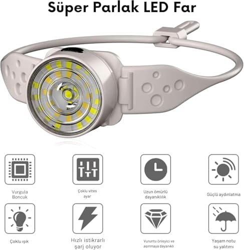 Orret Home 5 Modlu Silikon Gövdeli Kafa Lambası – Type-C Şarj Girişli, Su Geçirmez LED Kafa Feneri, Esnek ve Hafif Tasarım, Kamp, Balıkçılık, Doğa Yürüyüşü ve Gece Kullanımı İçin Uygun (Silikon Kayış) - Görsel 6