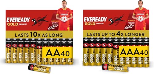 Eveready Gold di Energizer - Pile AA e AAA Combo (Confezione da 80) Batterie Alcaline 1,5V - potenza di lunga durata - 100% imballaggio riciclabile - 10 anni di conservazione