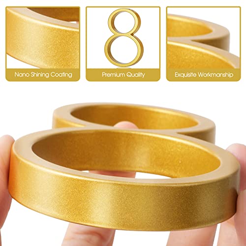 5'' Gold Floating House Number,Metal Modern House Numbers,Outside Garden Door Address Mailbox Decor Number With Nail Kits, Stainless Steel 911 Visibility Signage(8) #TOP2
