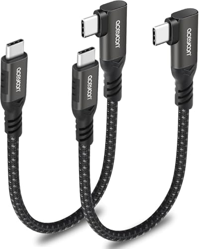 aceyoon 2 Stück 240W USB C Kabel Kurz 20cm,Winkel 90 Grad USB C auf C Kabel 5A PD Schnellladekabel USB Typ C mit E-Maker Chip für iPhone 17 16 Pro Max,für MacBook,für Galaxy S24 S23,für Huawei Mate 70