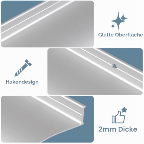 Orechic Robuster Aluminium-Tür-Regentropfenschutz, 10,2 cm extra breit und verdickt, Fenster-Tür-Regenabweiser, Größe 101,6 cm Länge, 10,2 cm Breit, 2,0 cm Höhe (Silber)