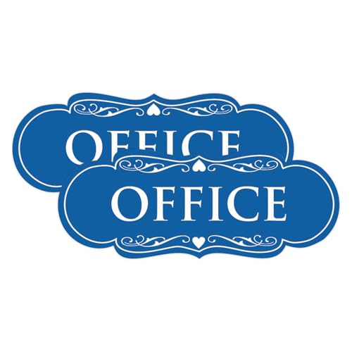 All Quality Designer Office Sign | Easy Installation - Blue - Large (2 Pack)