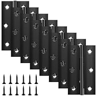 Yeepeo 8 Stück Scharniere Klappbar 68mm × 38mm, Schwarz Edelstahl Scharnier Klavierband Scharnieren Klein Scharnierband, Türscharnier für Türen Fenster Schränke mit 48 Stück Schrauben