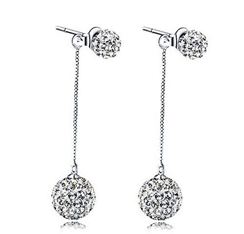 Boucles d'oreilles en argent sterling Boucle d'oreille en cristal à long pendentif en cristal pour femmes 925 Cover