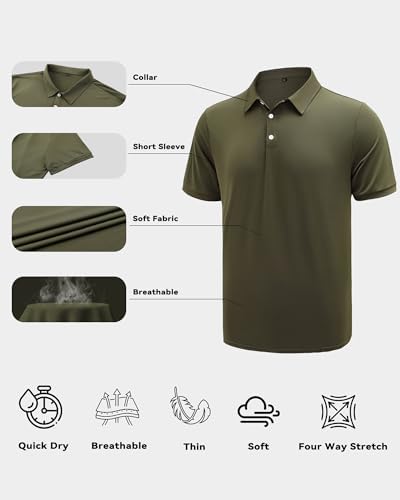 KUYIGO 3 Pack Mens Polo Shirts Quick Dry Moisture Wicking Golf Shirt,M - 4