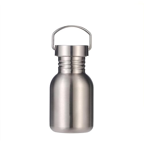 CDJ 12 oz Single Walled Stainless Steel Leak Proof Sports Water Bottle 18/8(304) Metal Water Bottle for Cyclists, Runners, Hikers, Beach Goers, Picnics, Camping - BPA Free