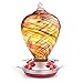 Muse Garden Hummingbird Feeder for Outdoors, Hand Blown Glass, 34 Ounces, Containing Ant Moat, Candy