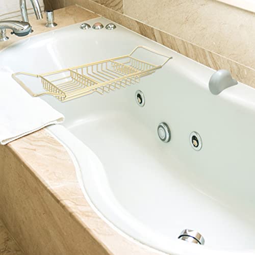 Stobok Bathtub Tray Expandable Stainless Steel Over Bath Tub Racks Bathroom Shelf Organizer For Home Gold #TOP1