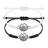 SmileBelle Soccer Gifts Bracelets 2 Pcs White and Black Sport Bracelets as Son Daughter Party Favors, Soccer Stuff Accessories Jewelry for Fans Sport Lovers