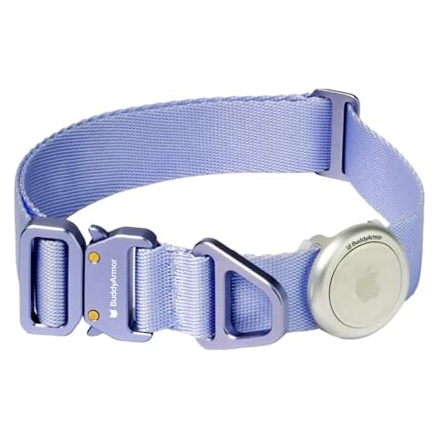 BuddyArmor Dog Collar with Airtag Holder Set - Heavy Duty Dog Collar with Quick Release Buckle, Adjustable Training Collar Airtag Dog Collar Lightweight for Small Medium Large Dogs (Armor Blue, L) Cover
