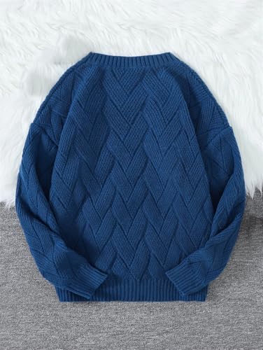 Men's Plain Weave Round Neck Long Sleeve Knit Pullover Sweater Casual Versatile Couple Style Top2