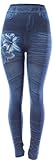 Enimay Women's Jean Look Leggings Tights Pants Floral Design Fashion Rips Floral Hip One Size