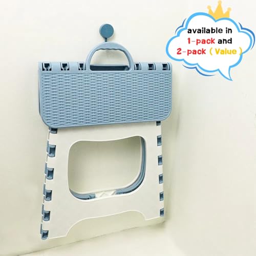 Image of Plastic Folding Stool, Portable and Hanging. Non Slip Folding Stools,12inches,30cm(Light Blue) 1PCS