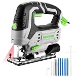 Electric Jigsaw Tool: DESOON 800W Power Jig Saws Wood Cutter Machine with LED Light Laser, 4 Orbital Sets, 6 Variable Speed, 800-3000 SPM, with 10 PCS Sawblades for Wood, Metal, Plastic