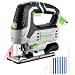 Stichsäge Elektro-stichsägen 800W : DESOON 800-3000 SPM mit Laser & LED, ±45° Neigungsschnitt, Aluminium-Basisplatte, 10 Sägeblätter, Staubabsaugung, Säge Multifunktional für Holz, Metall & Kunststoff