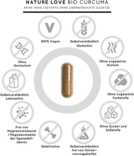 Kurkuma-Kapseln Nature Love Bio Curcuma mit 240 Kapseln