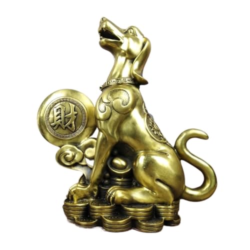 Figurine de chien en cuivre artisanale et décoration rétro pour cabinet d'étude chic