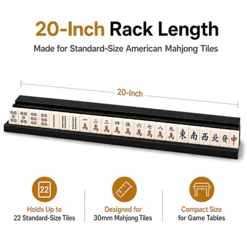 MUCDE 20-Inch Wooden Mahjong Racks with Pushers, Set of 4 Tile Holders for American Mahjong, Mexican Train & Dominoes, Black by MUCDE - Used condition - Image 4