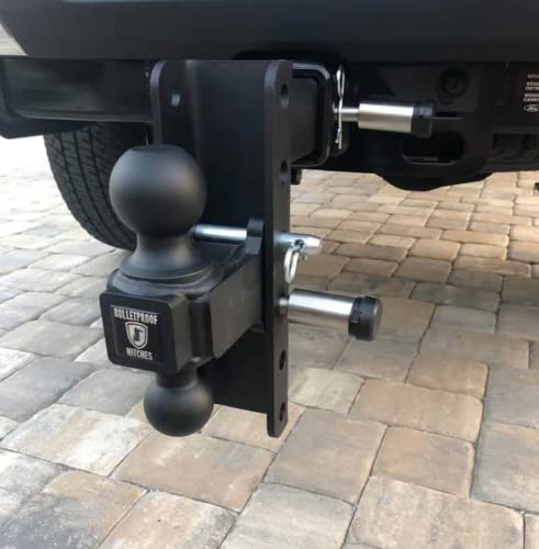 Bulletproof Hitches™ 2.5" Adjustable Medium Duty (14,000Lb Rating) 6" Drop/Rise Trailer Hitch With 2" And 2 5/16" Dual Ball (Black Textured Powder Coat) #TOP7