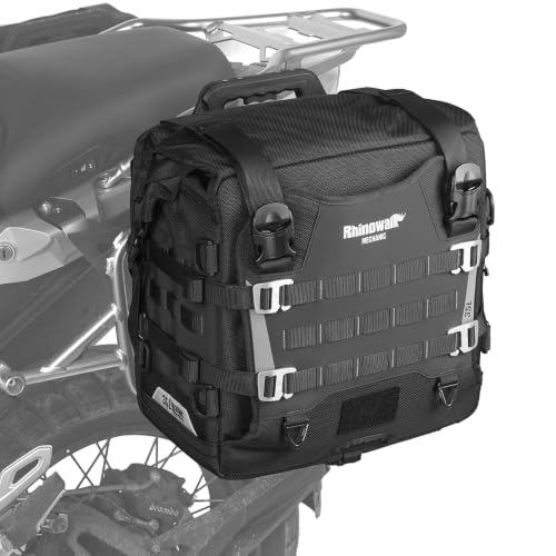 Rhinowalk Motorcycle Saddle bag Waterproof Luggage Bag 35L Quick Release with MOLLE System Fits Most Adventure and Sports Bike Motorcycle Racks (Black 1 Pack)