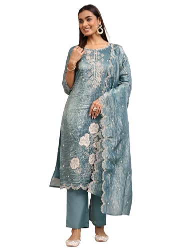 Libas Embroidered Organza Straight Kurta Set for Women (51996XL)