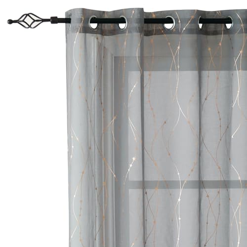 SMILE WEAVER Grey Sheer Curtains 84 Inch Length for Living