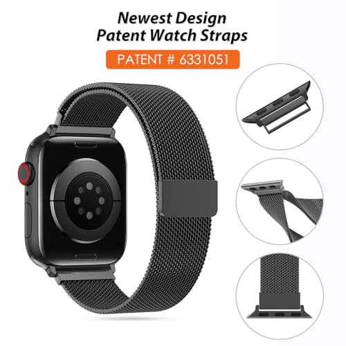 ORRLBB Pulseira patenteada compatível com Apple Watch séries 10, 9, 8, 7, 6, 5, 4, 3, SE2 SE, Ultra2