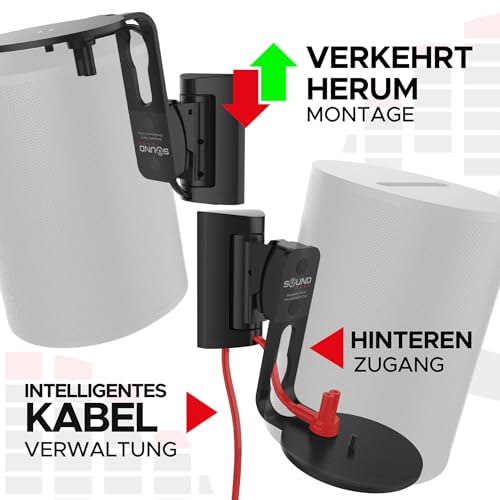 Sound bass ERA 100 Wandhalterung – Neigbar und Schwenkbar, Schwarz, Einzel (1 STK.), Kompatibel mit Sonos ERA100 & ERA 100 SL, Einfache Installation, Inklusive Montageset