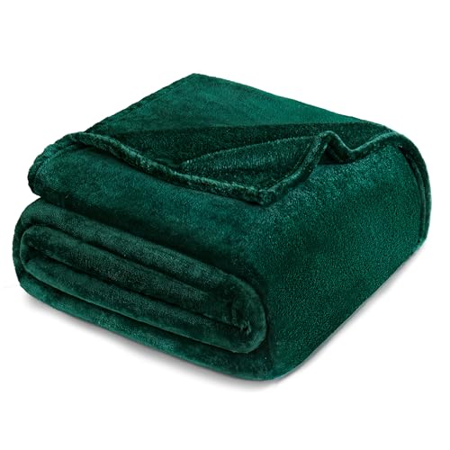 Exclusivo Mezcla Kuscheldecke Fleece Decke für Couch, Superweiche und Warme Sofadecke Wohndecke für Ganzjahreszeit, Plüsch und Leicht, 150 x 200 cm, Dunkelgrün
